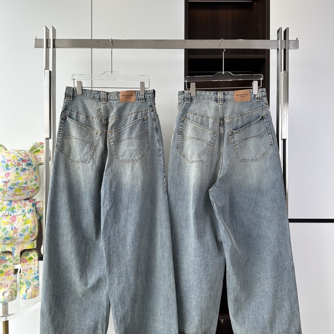 BAGGY PANTS IN STAINED IN LIGHT BLUE - TP598