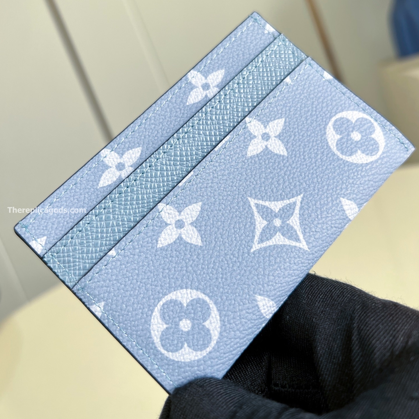 DOUBLE CARD HOLDER BLUE MONOGRAM CANVAS M14359