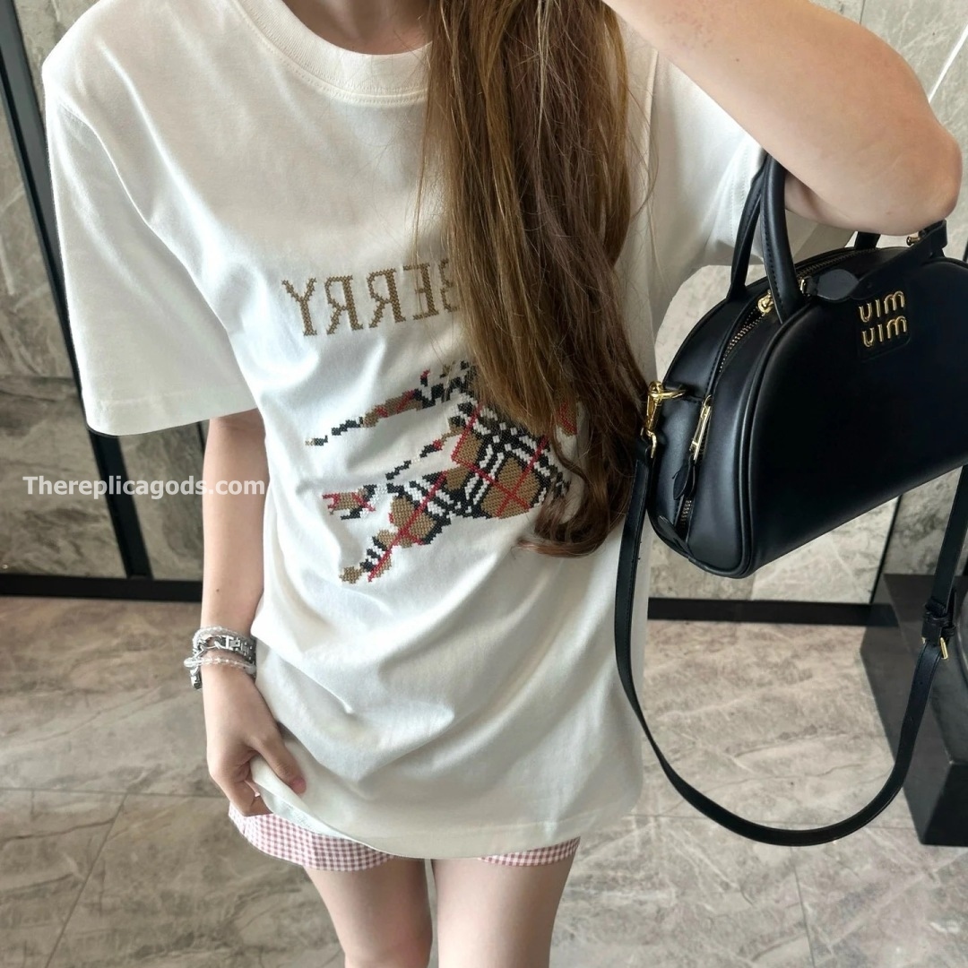 CROSS STITCH EKD​ COTTON T-SHIRT IN WHITE - TP588