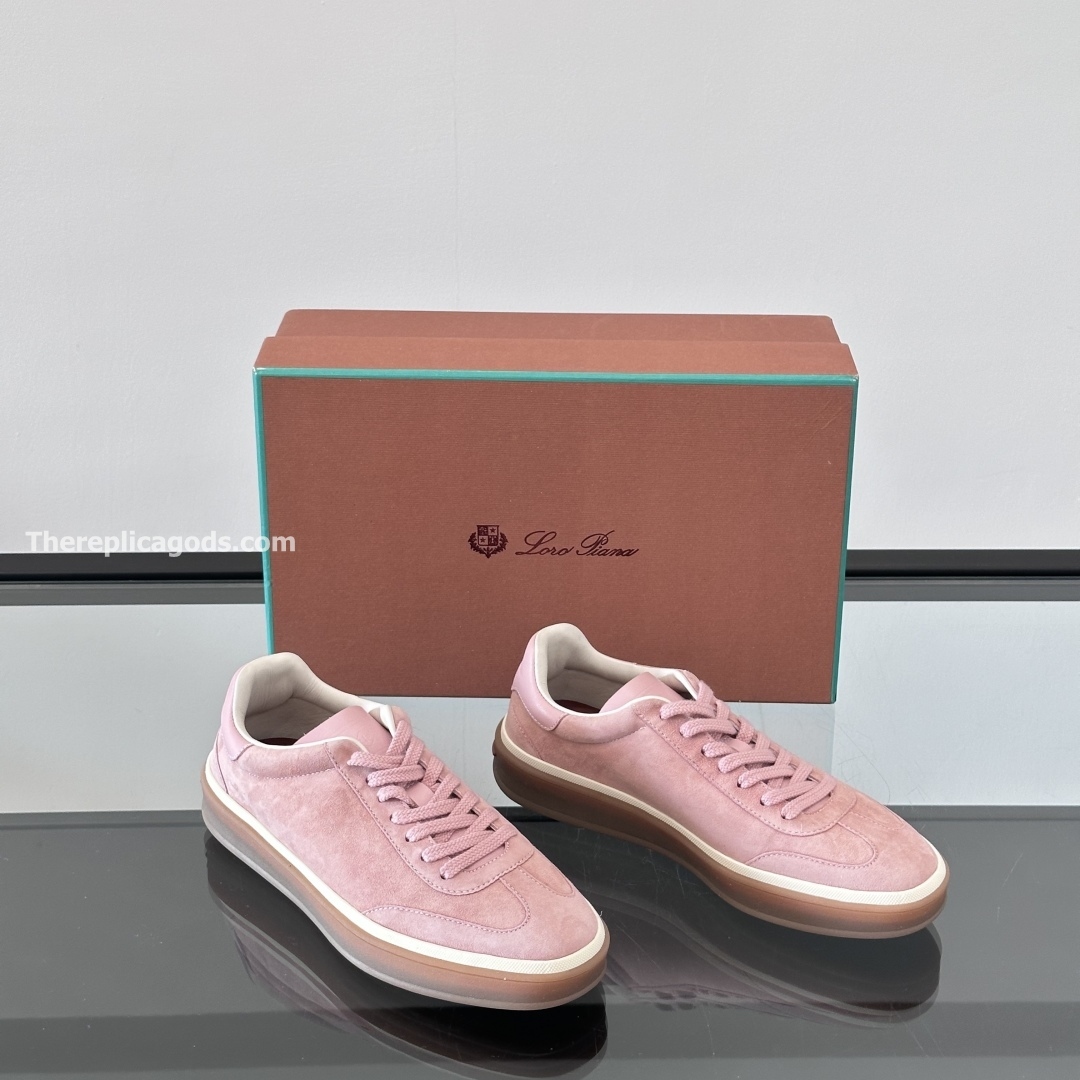 TENNIS WALK SNEAKERS SUEDE CALF SPLIT FLOWERING CHERRY - LR70