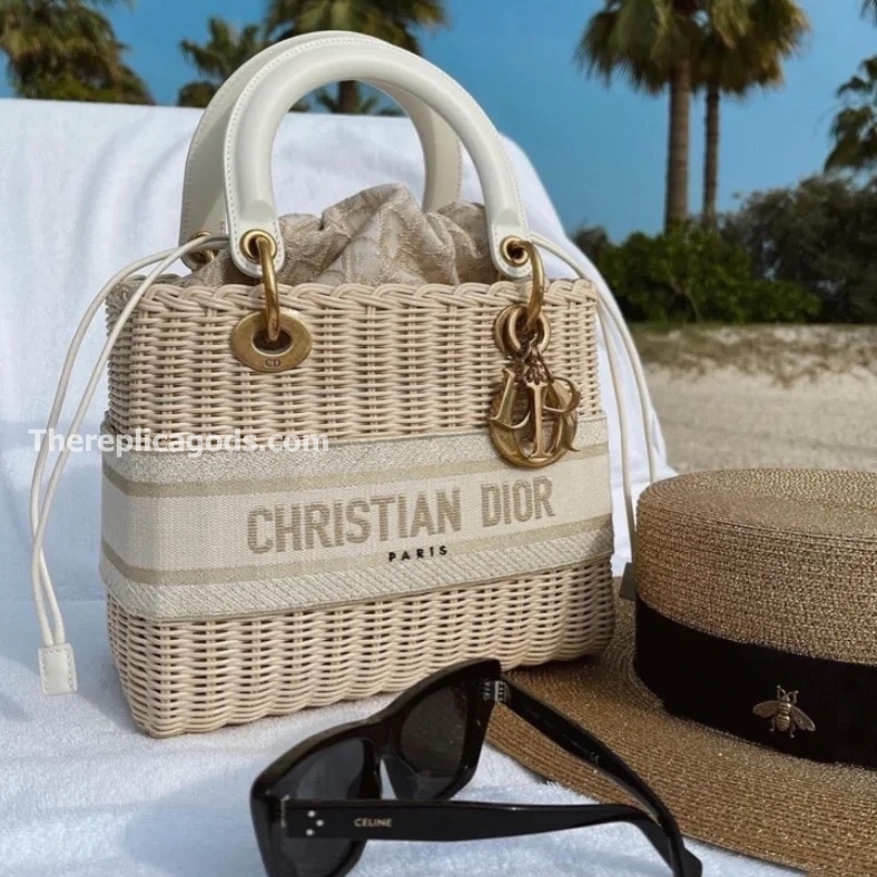 MEDIUM LADY BAG WICKER OBLIQUE CANVAS
