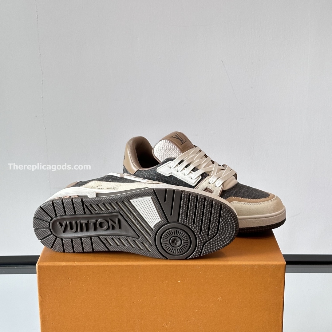 TRAINER SNEAKERS IN WHITE AND BROWN - LV934