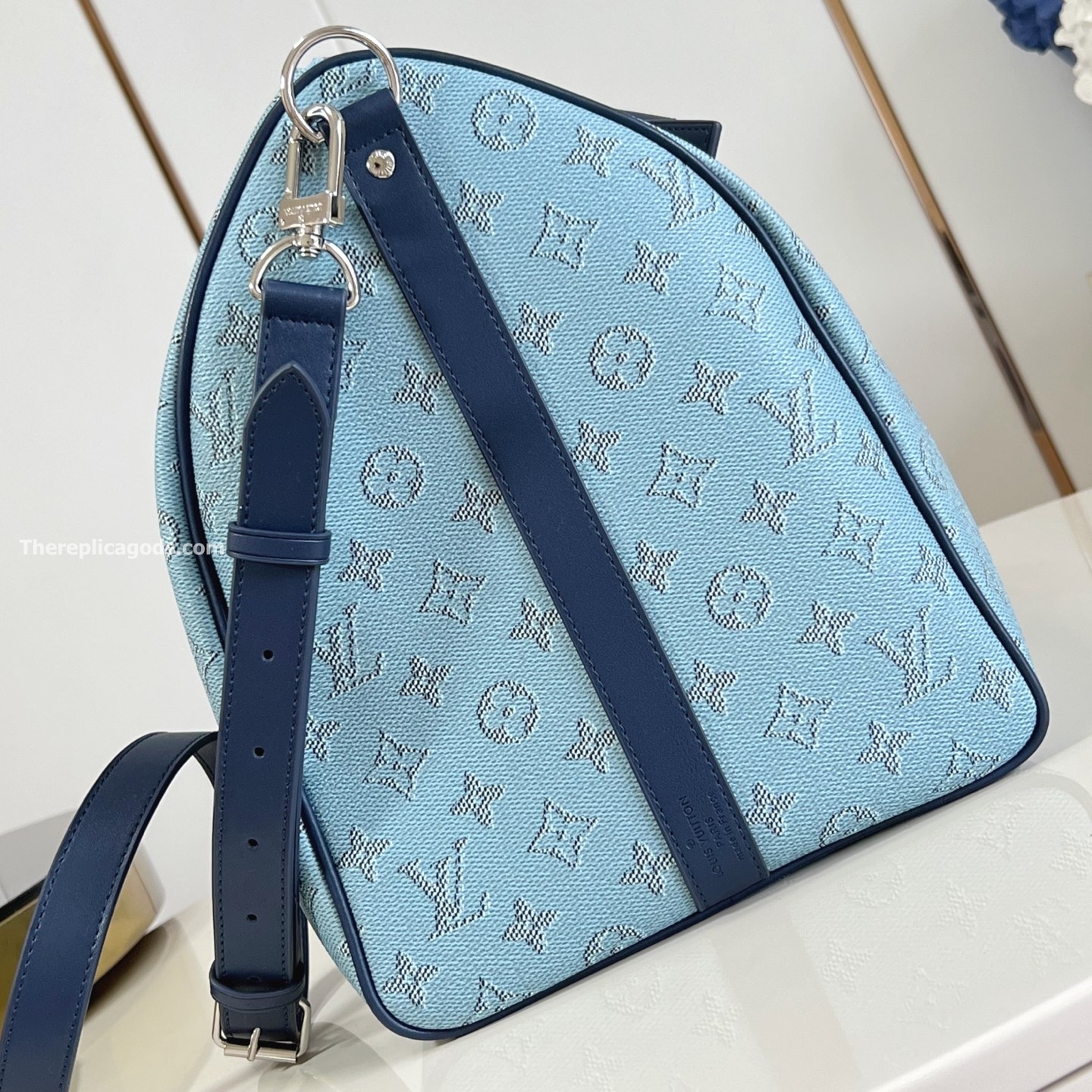 KEEPALL BANDOULI?RE 50 BAG BLUE MONOGRAM CANVAS M14837