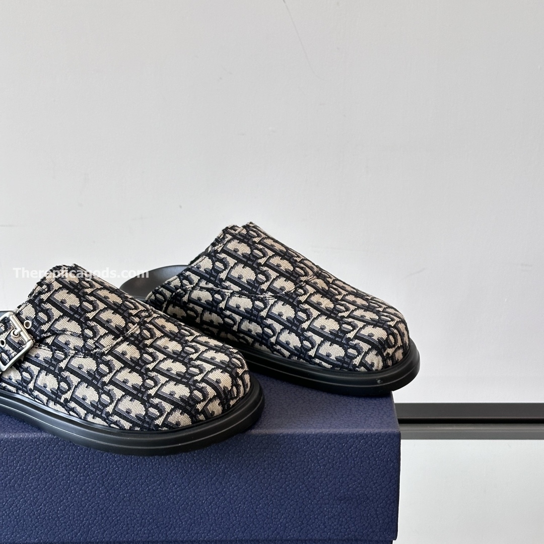AQUA MULES BEIGE AND BLACK OBLIQUE JACQUARD - CDS24