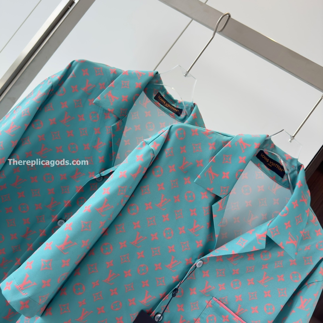 MONOGRAM SHORT-SLEEVED SILK SHIRT STRAWBERRY ICE - SH366