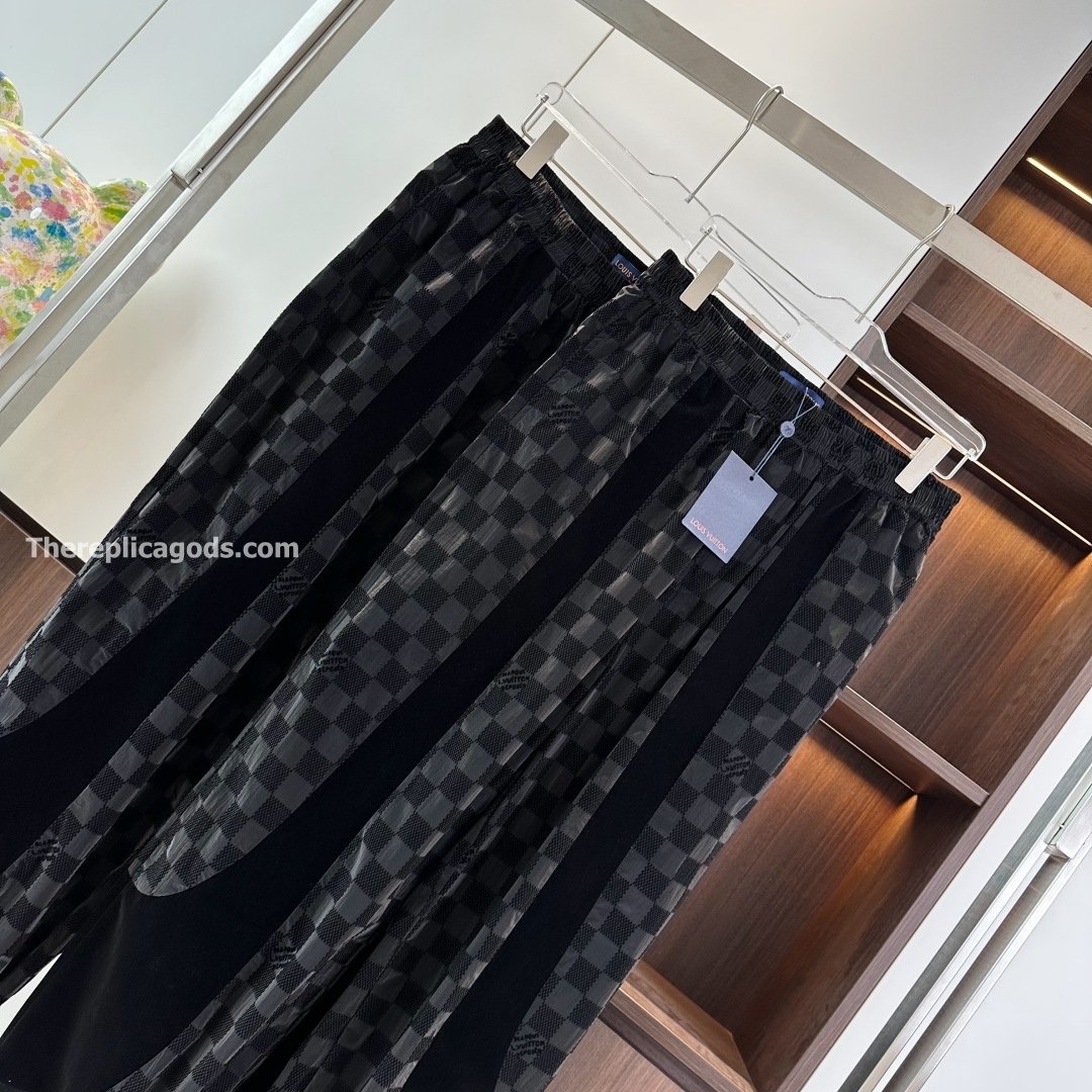 FLOCKED DAMIER TECHNICAL TRACK PANTS IN BLACK - TP603
