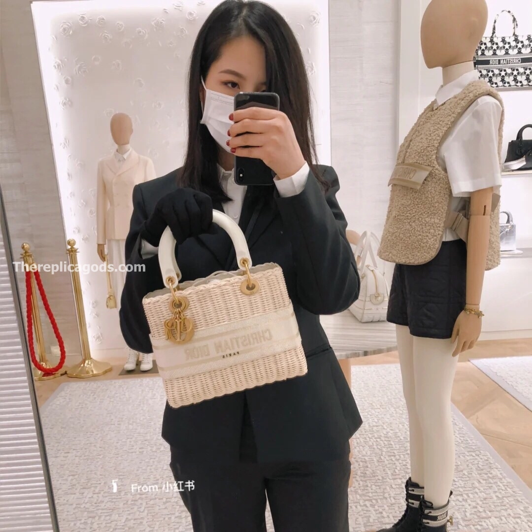 MEDIUM LADY BAG WICKER OBLIQUE CANVAS