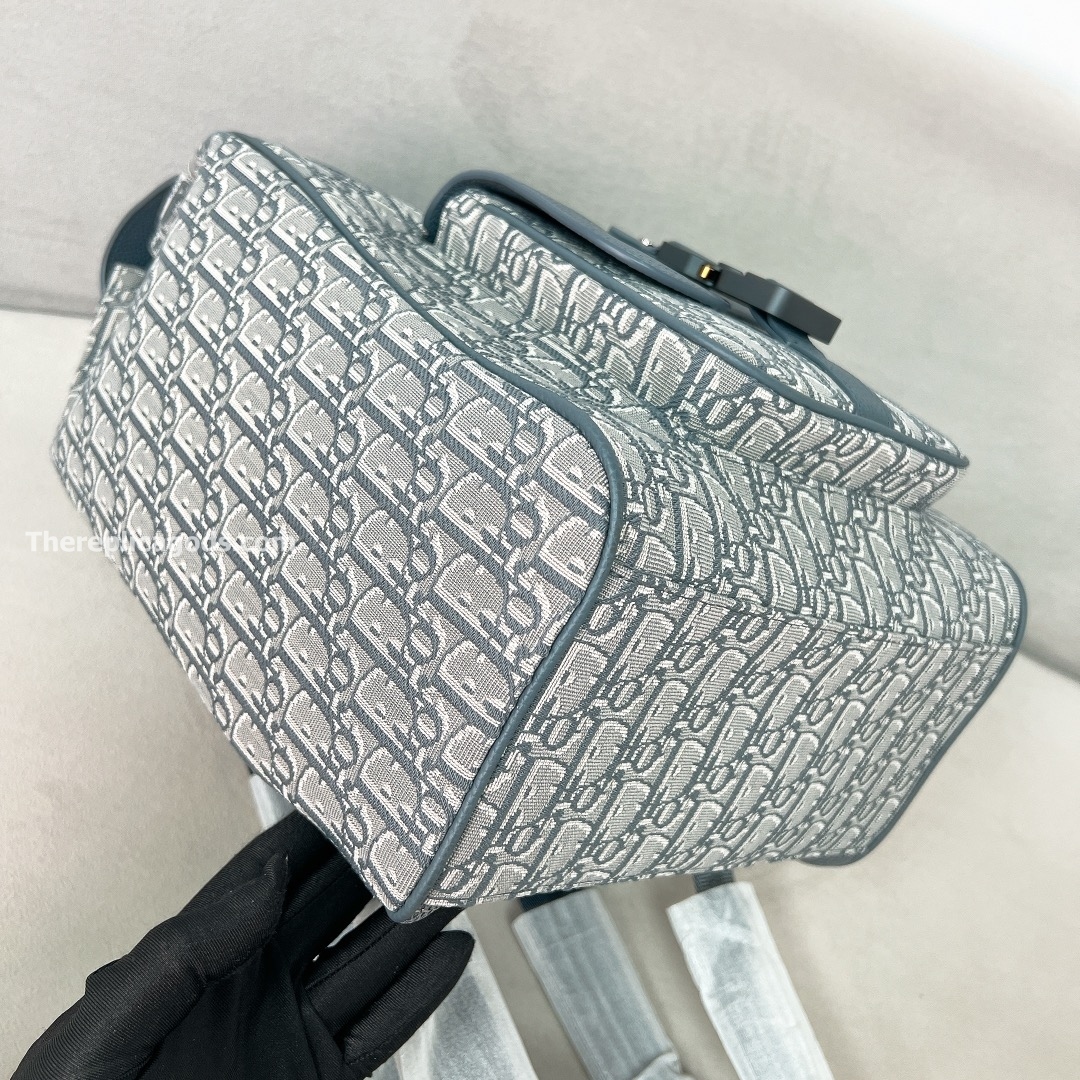 SADDLE BACKPACK WITH FLAP GREY GRAINED CALFSKIN