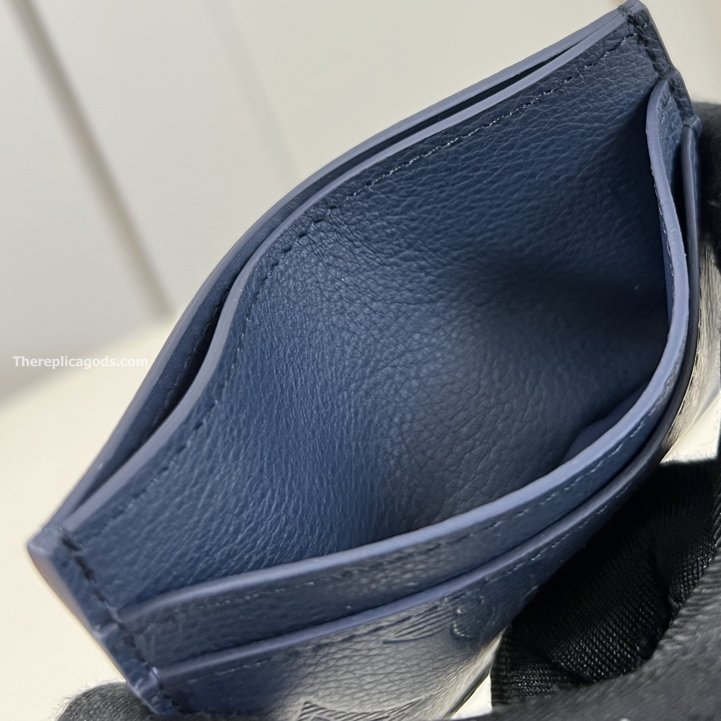 DOUBLE CARD HOLDER NAVY BLUE MONOGRAM SHADOW M14789