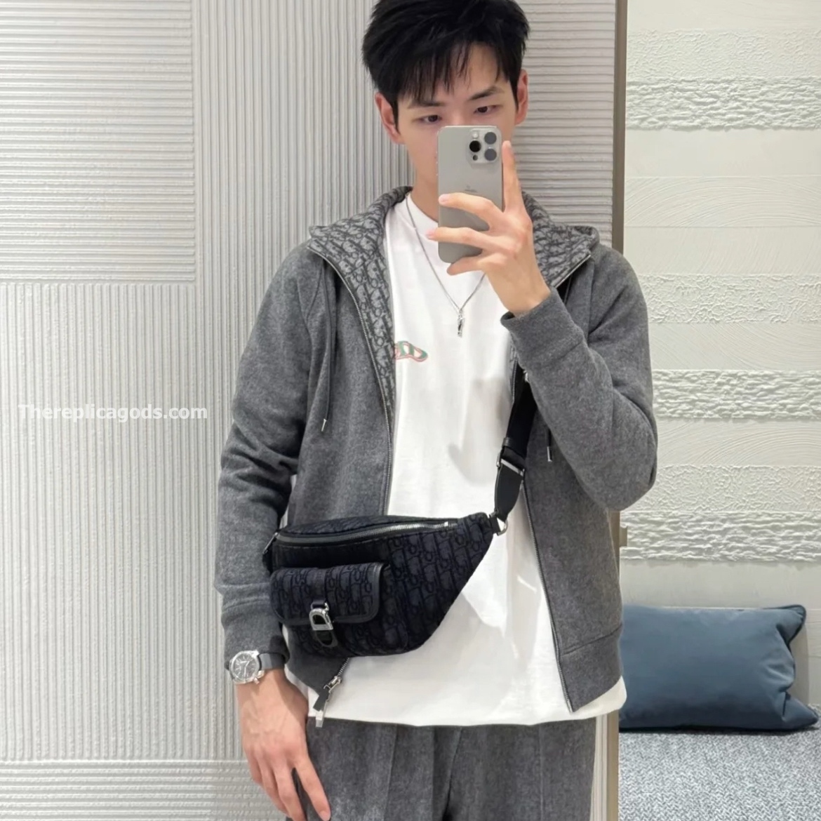 8 BELT BAG BLACK OBLIQUE JACQUARD