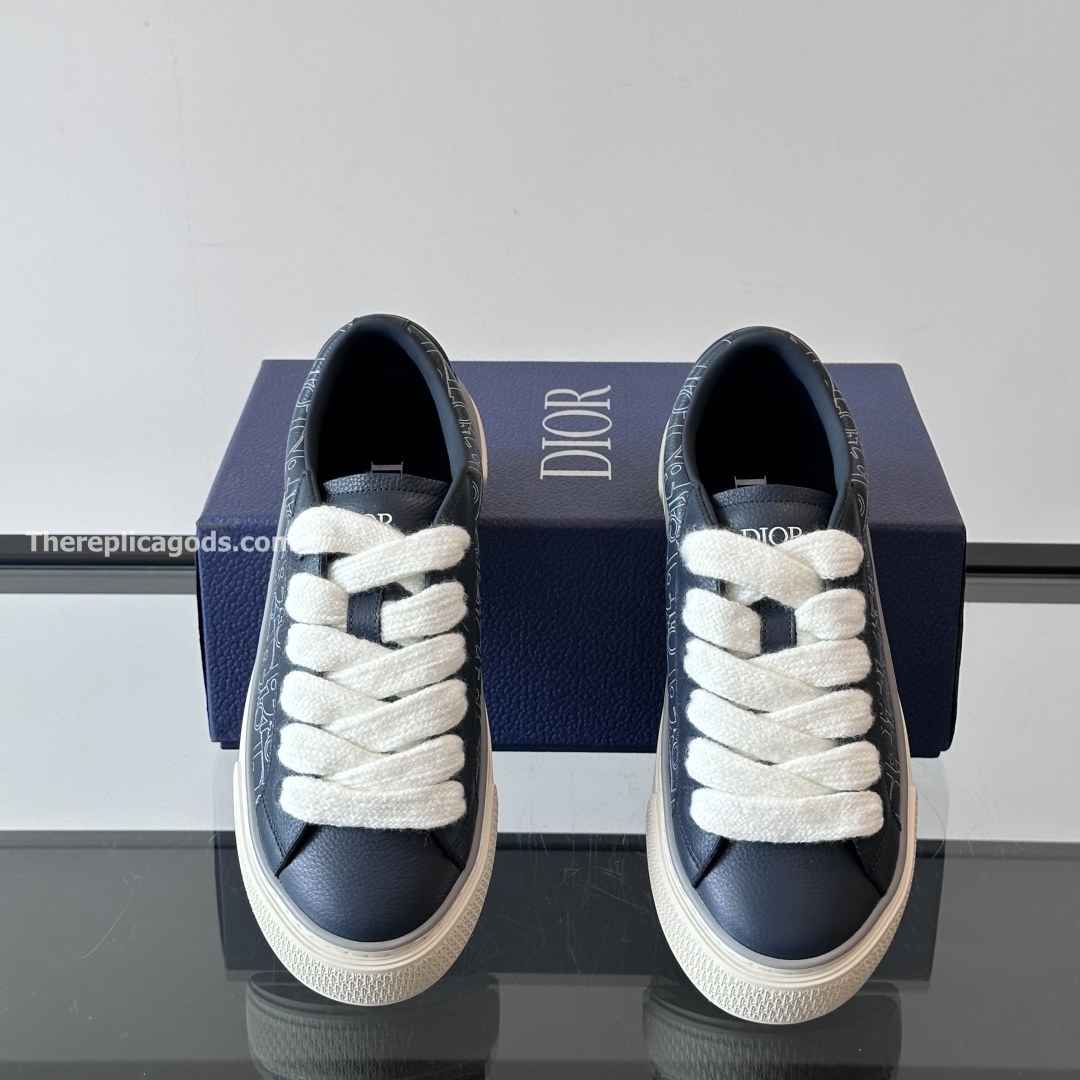 B33 SPIN SNEAKERS NAVY BLUE GRAINED CALFSKIN AND NAVY BLUE GRAVITY OUTLINE LEATHER - CD415