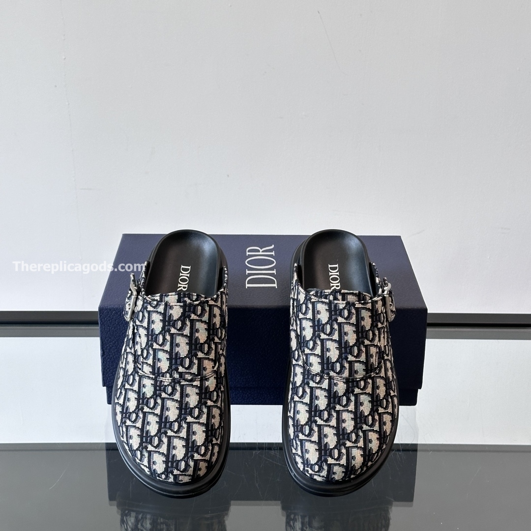 AQUA MULES BEIGE AND BLACK OBLIQUE JACQUARD - CDS24