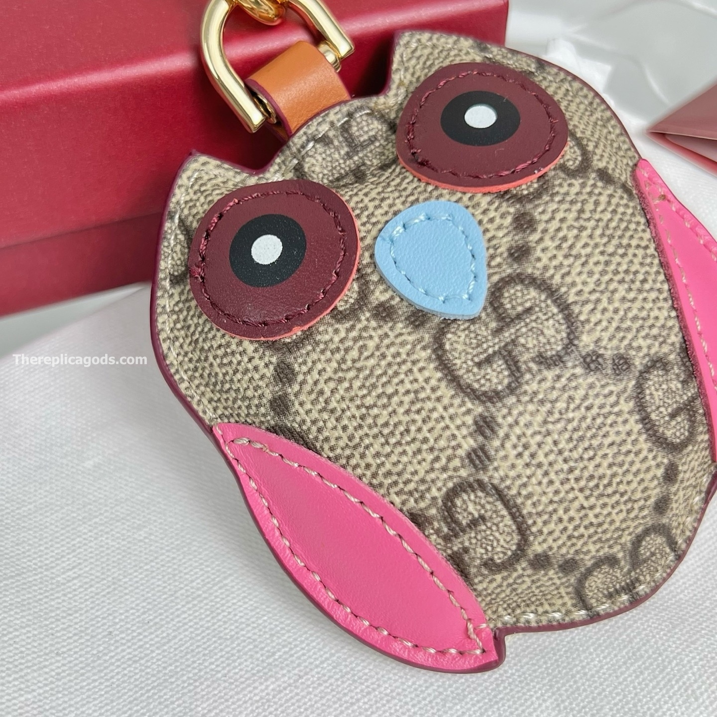 OWL-SHAPED BAG CHARM BEIGE AND DARK BROWN NEW GG MONOGRAM CANVAS