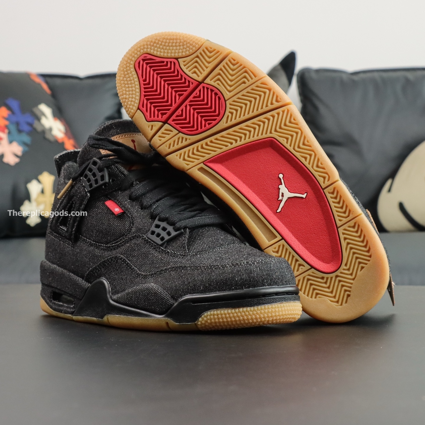 JORDAN 4 RETRO X LEVI'S BLACK DENIM SNEAKERS