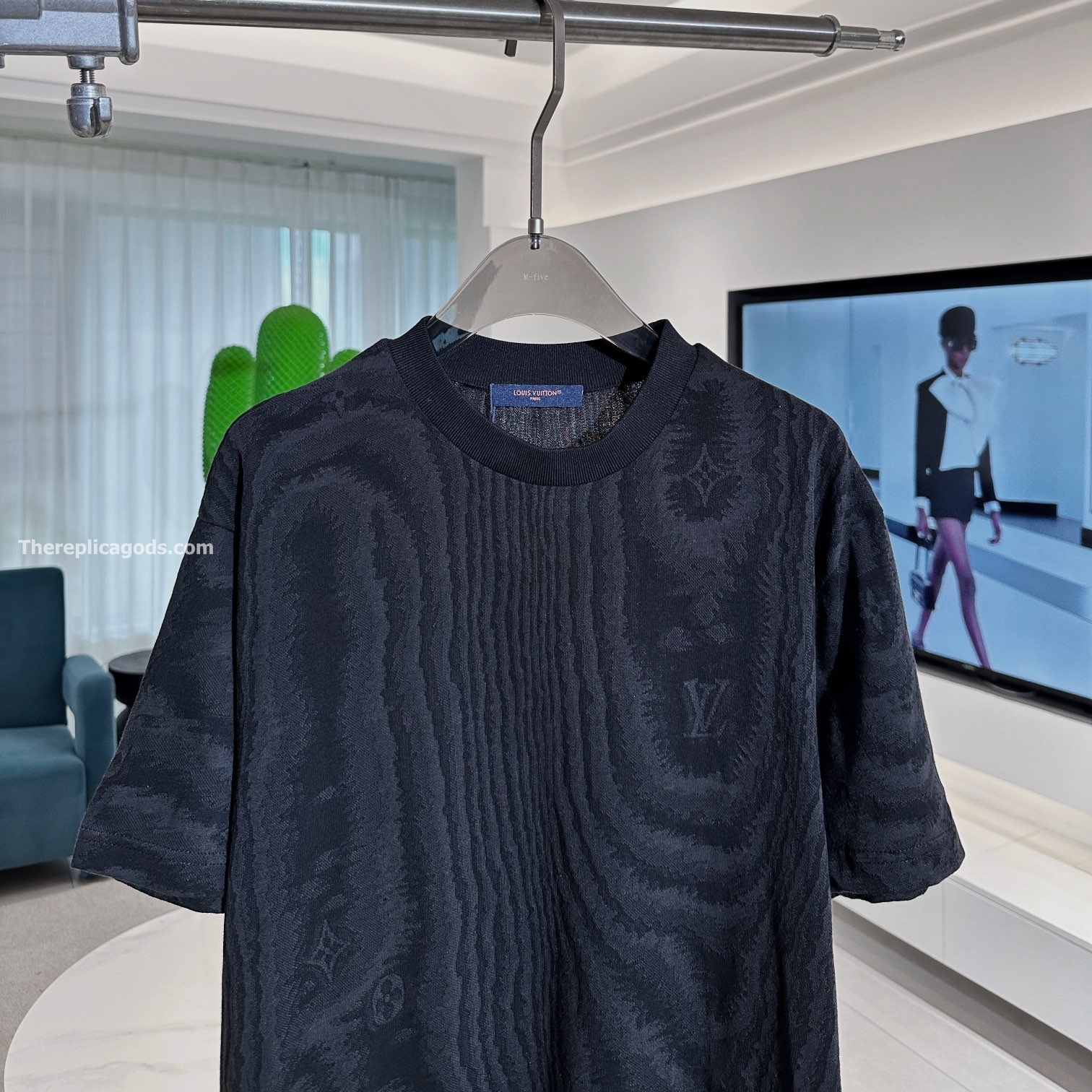 JERSEY JACQUARD T-SHIRT IN BLACK - TP661