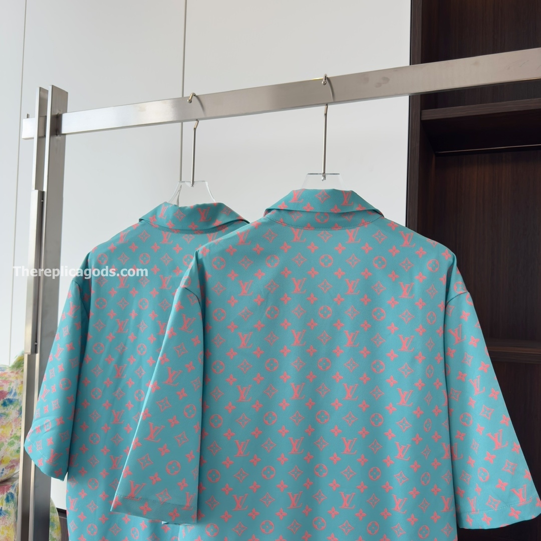MONOGRAM SHORT-SLEEVED SILK SHIRT STRAWBERRY ICE - SH366