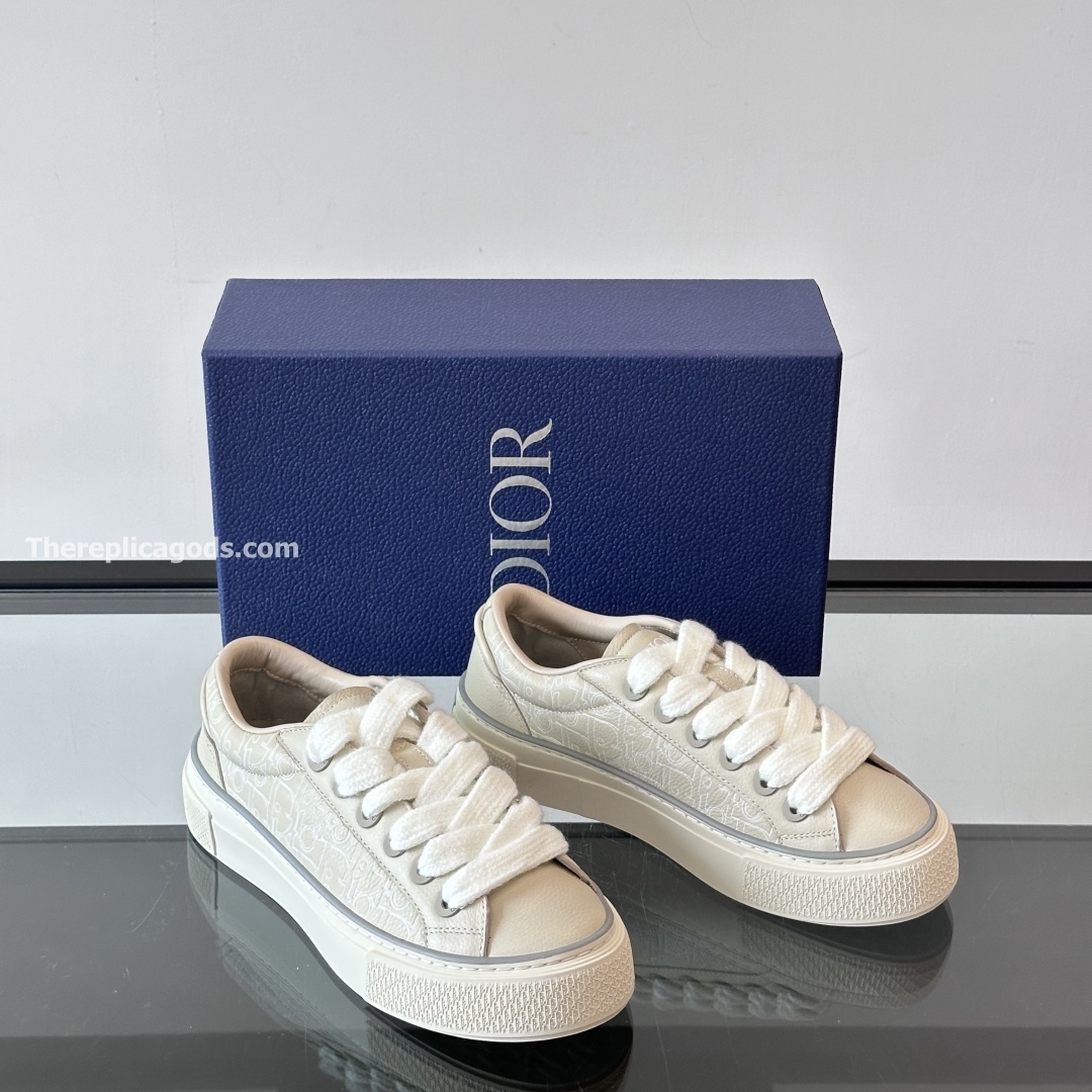 B33 SPIN SNEAKERS BEIGE GRAINED CALFSKIN AND BEIGE GRAVITY OUTLINE LEATHER - CD414