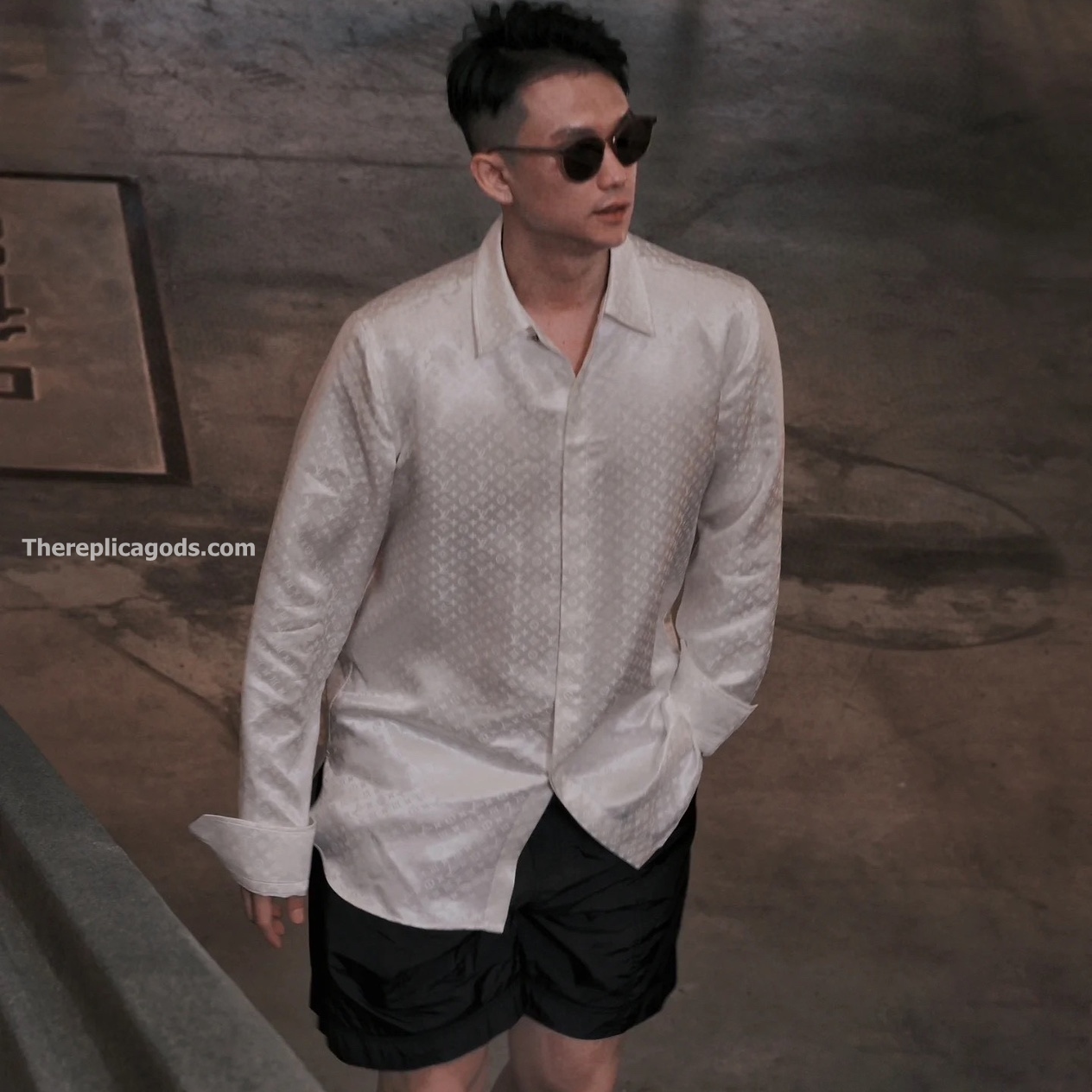 MINI MONOGRAM SILK EVENING SHIRT IN WHITE - TP666
