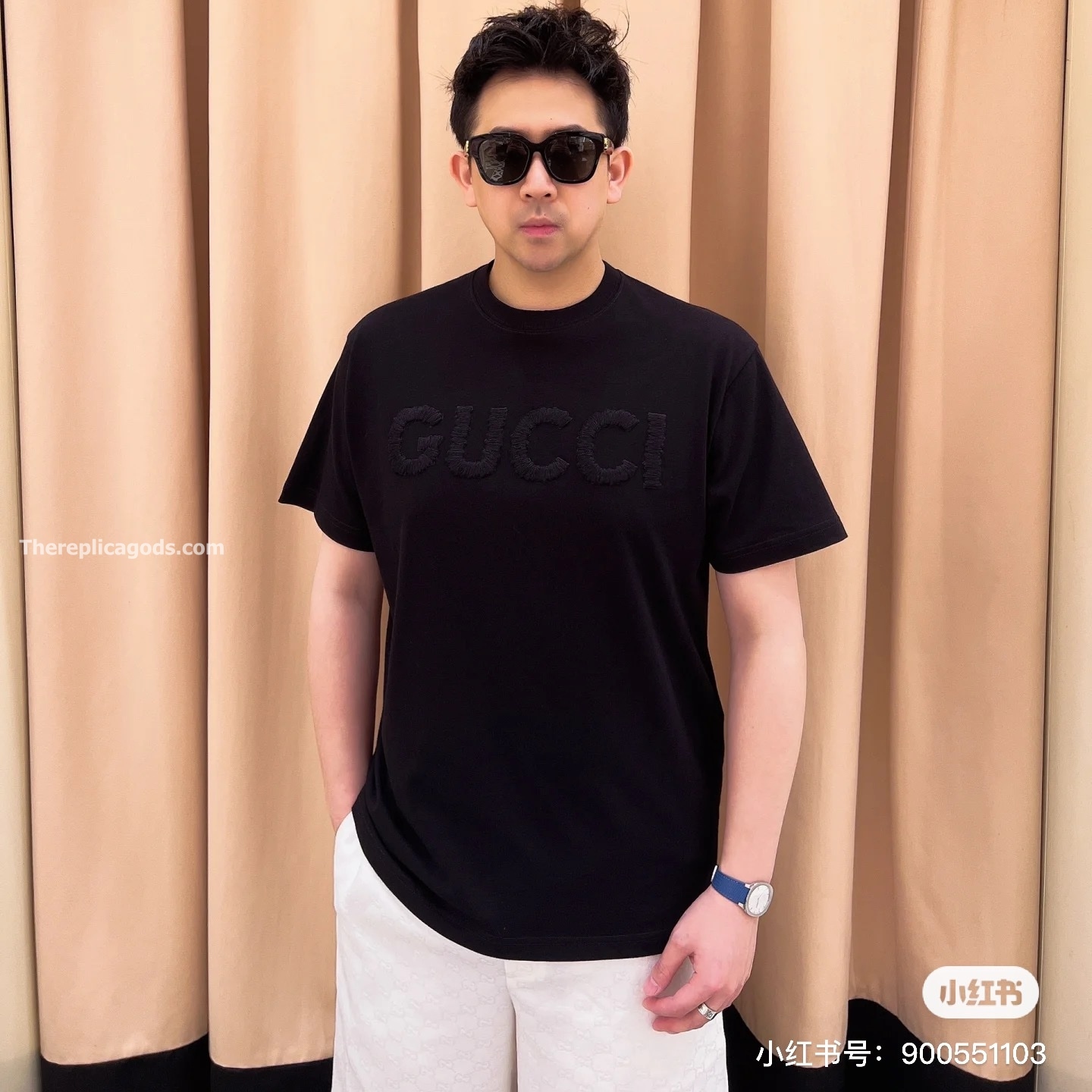 COTTON JERSEY T-SHIRT WITH EMBROIDERY IN BLACK - TP614