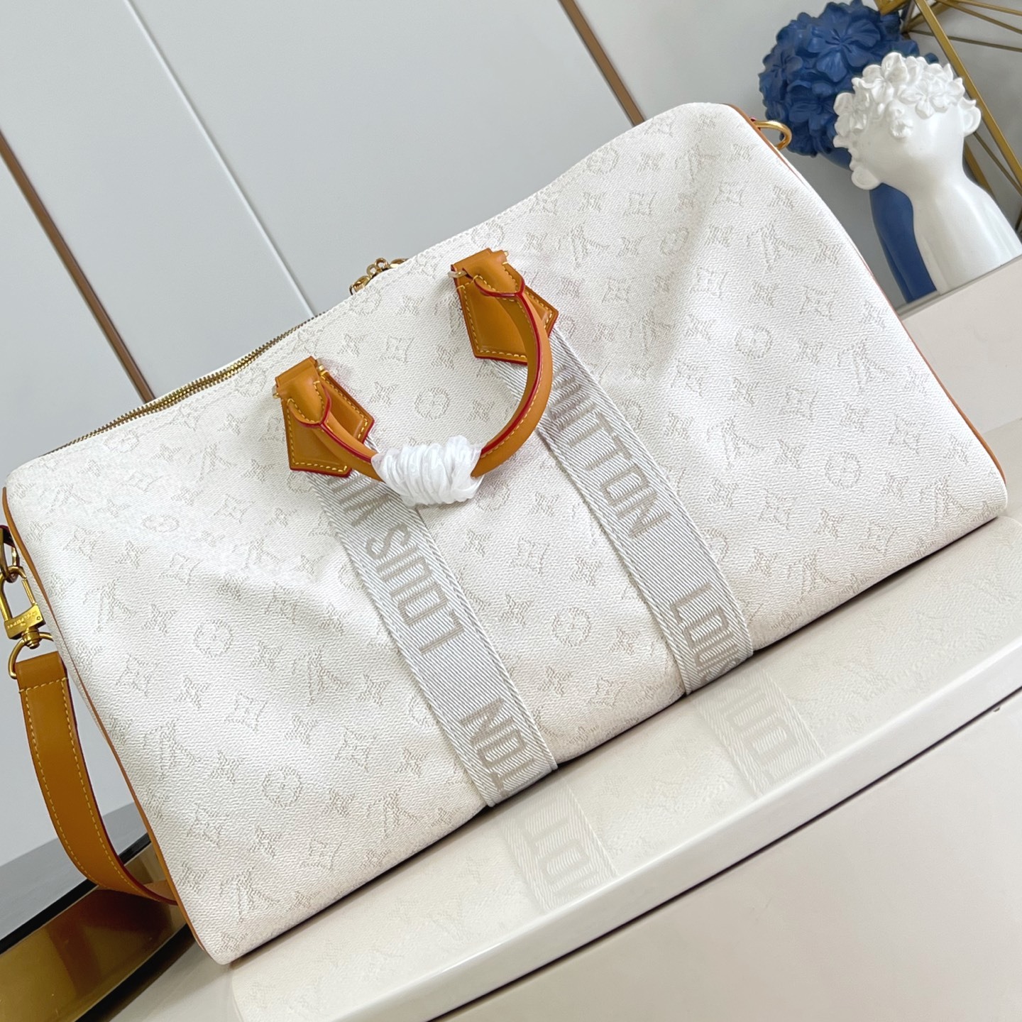 KEEPALL BANDOULI?RE 45 BAG OFF-WHITE MONOGRAM HERITAGE CANVAS M14838