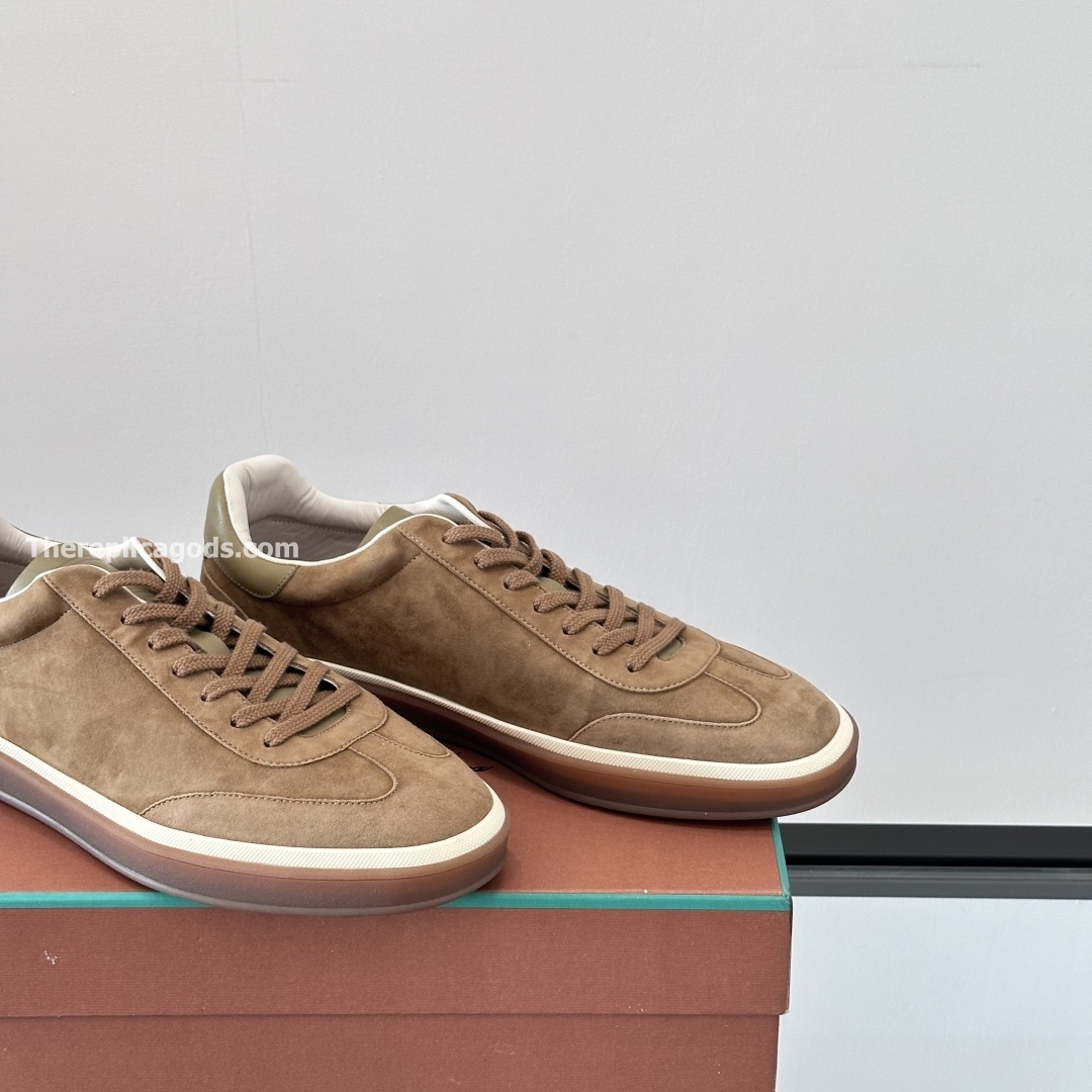 TENNIS WALK SNEAKERS SUEDE CALF SPLIT TUNDRA GREEN - LR71