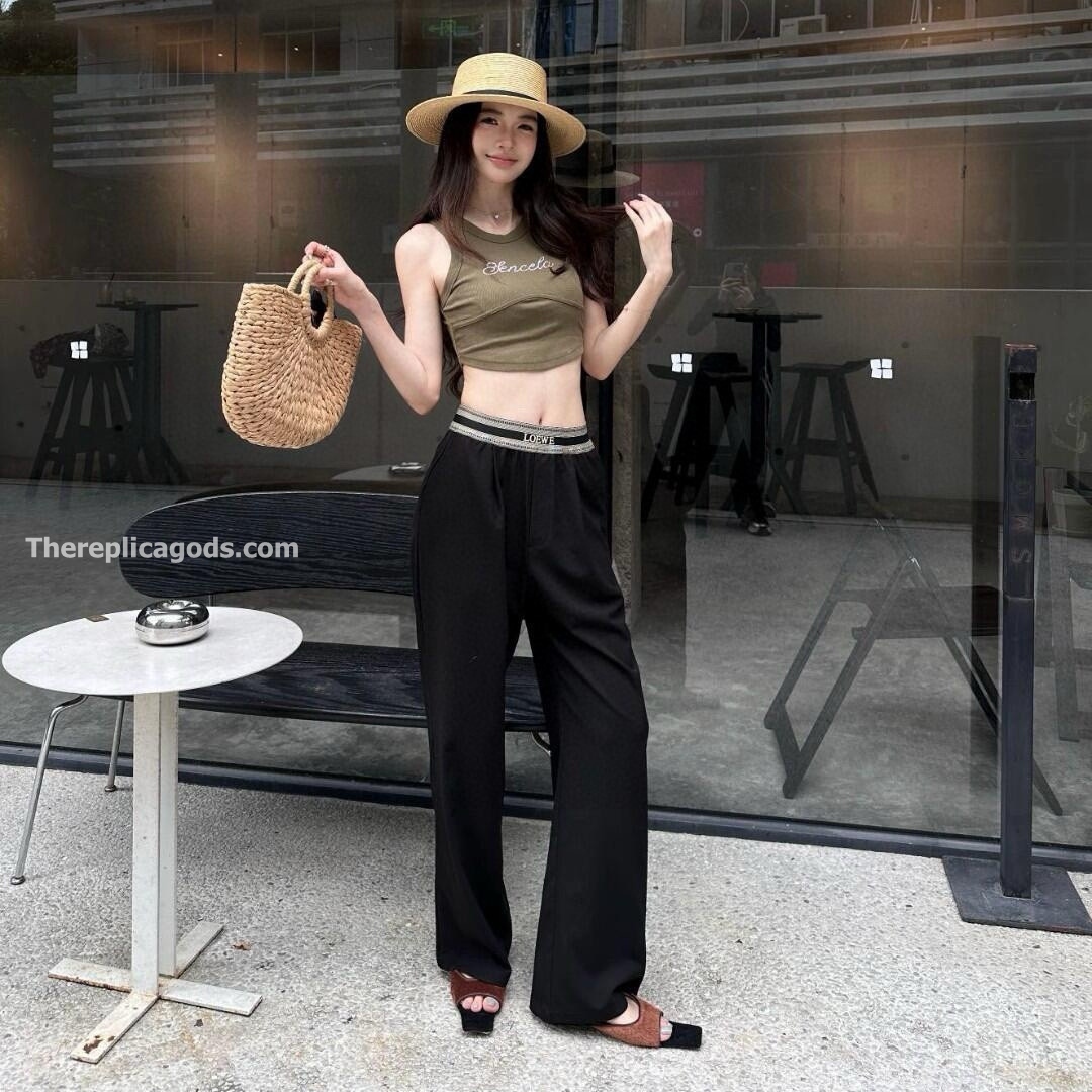 LOGO BANDED CROPPED TROUSERS IN BLACK - TP568
