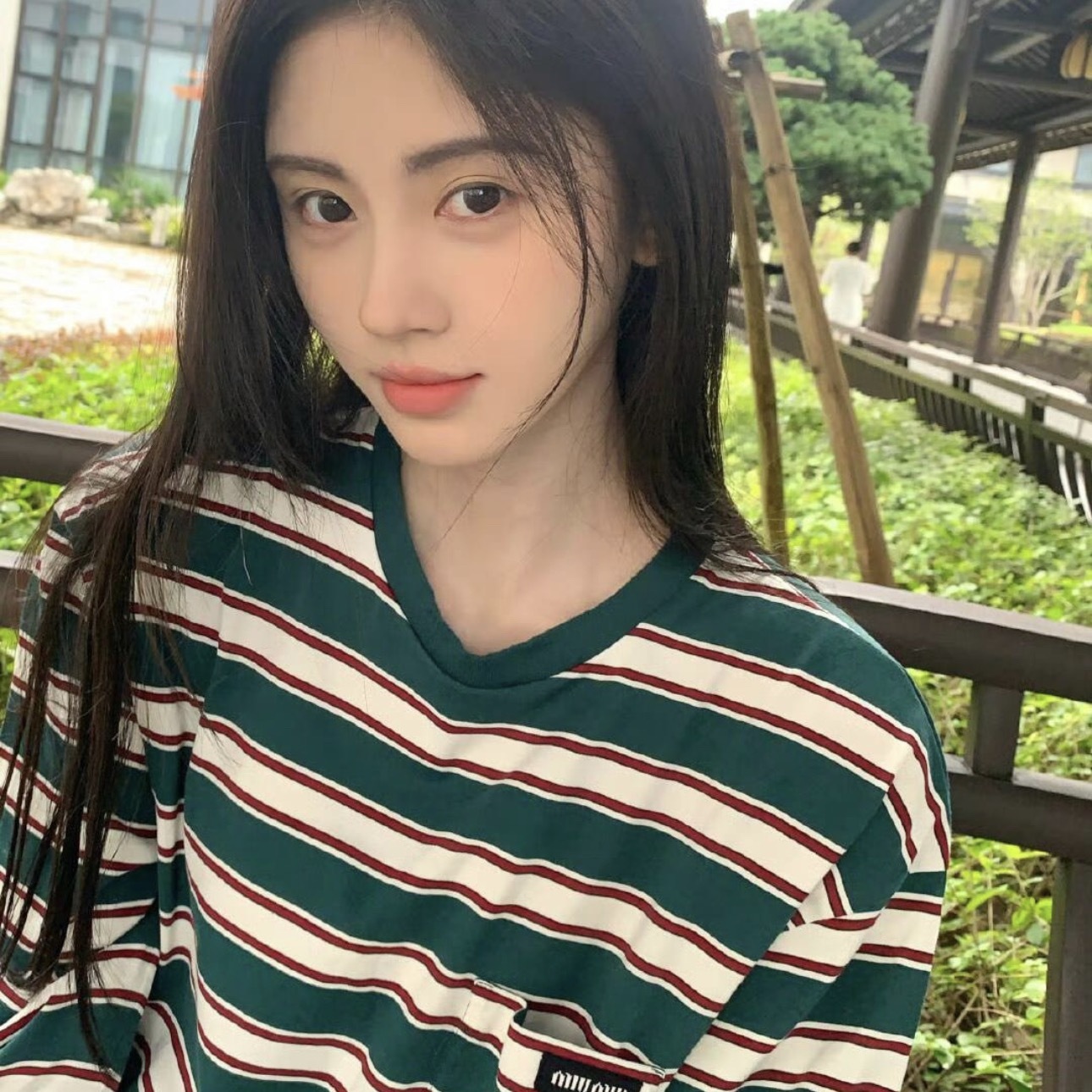 LONG-SLEEVED COTTON JERSEY T-SHIRT IN GREEN - SK592