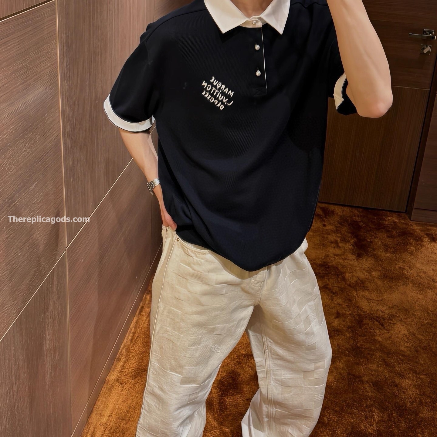 EMBROIDERED SHORT-SLEEVED COTTON BLEND POLO SHIRT - TP606