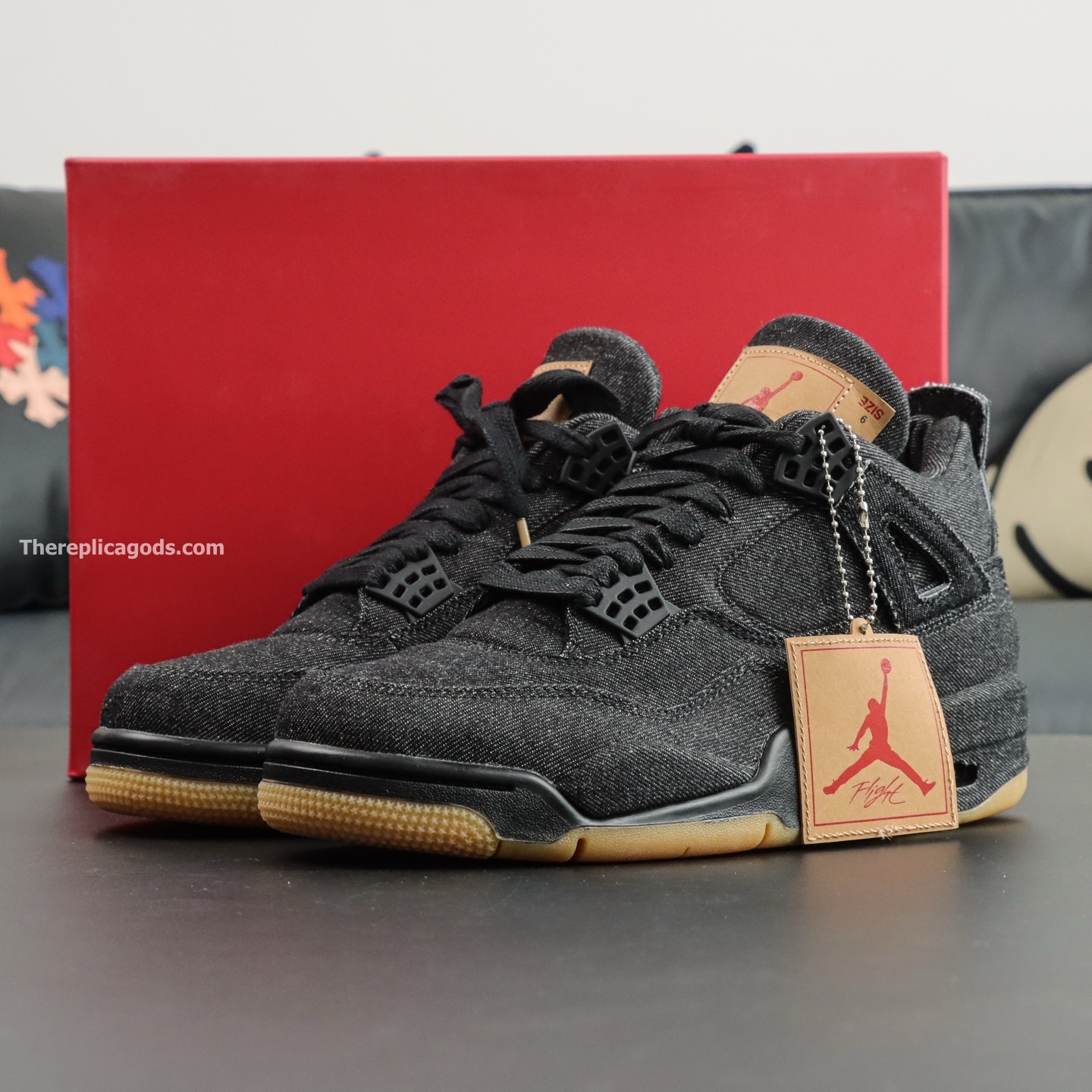 JORDAN 4 RETRO X LEVI'S BLACK DENIM SNEAKERS