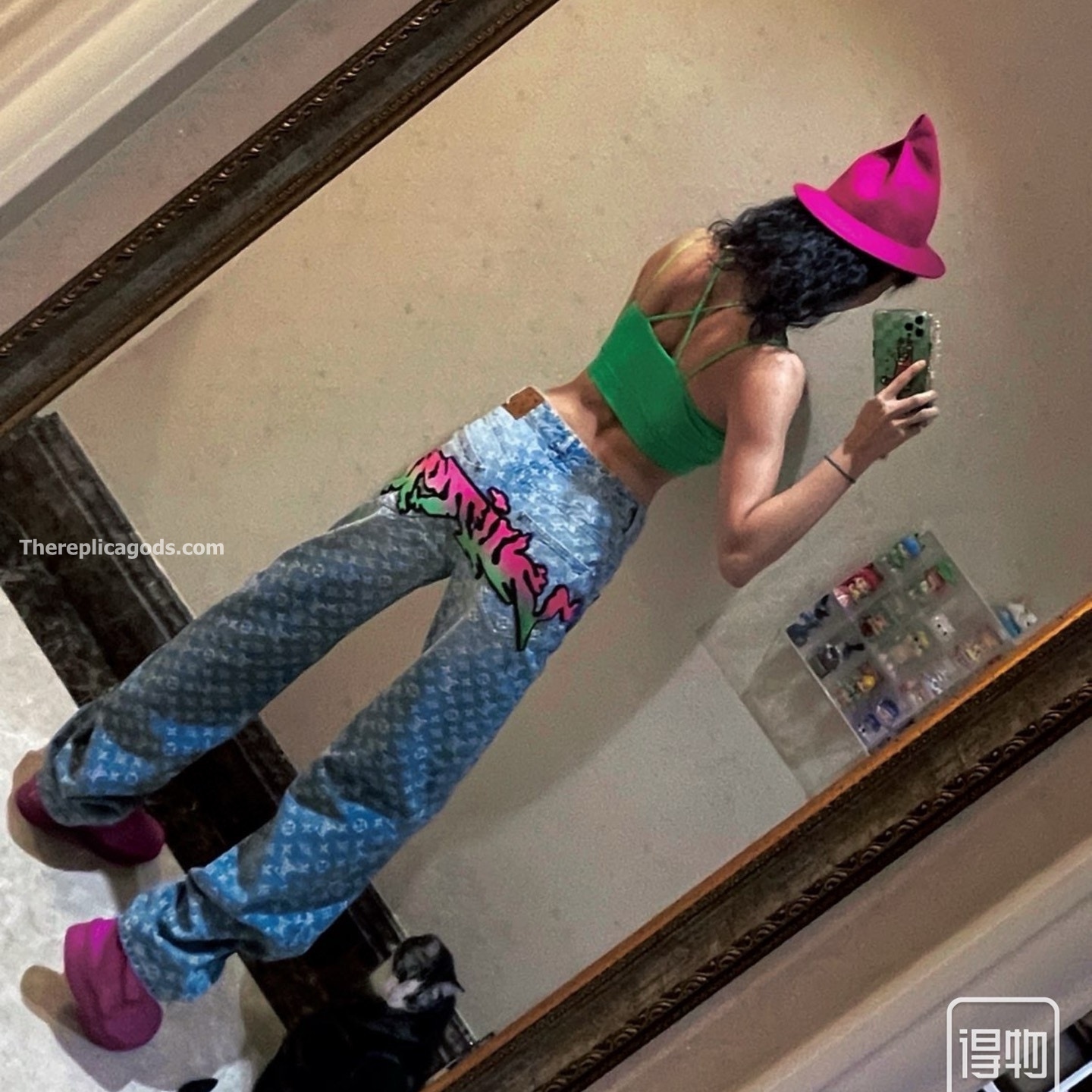 GRAFFITI PRINTED DENIM BAGGY PANTS - TP650
