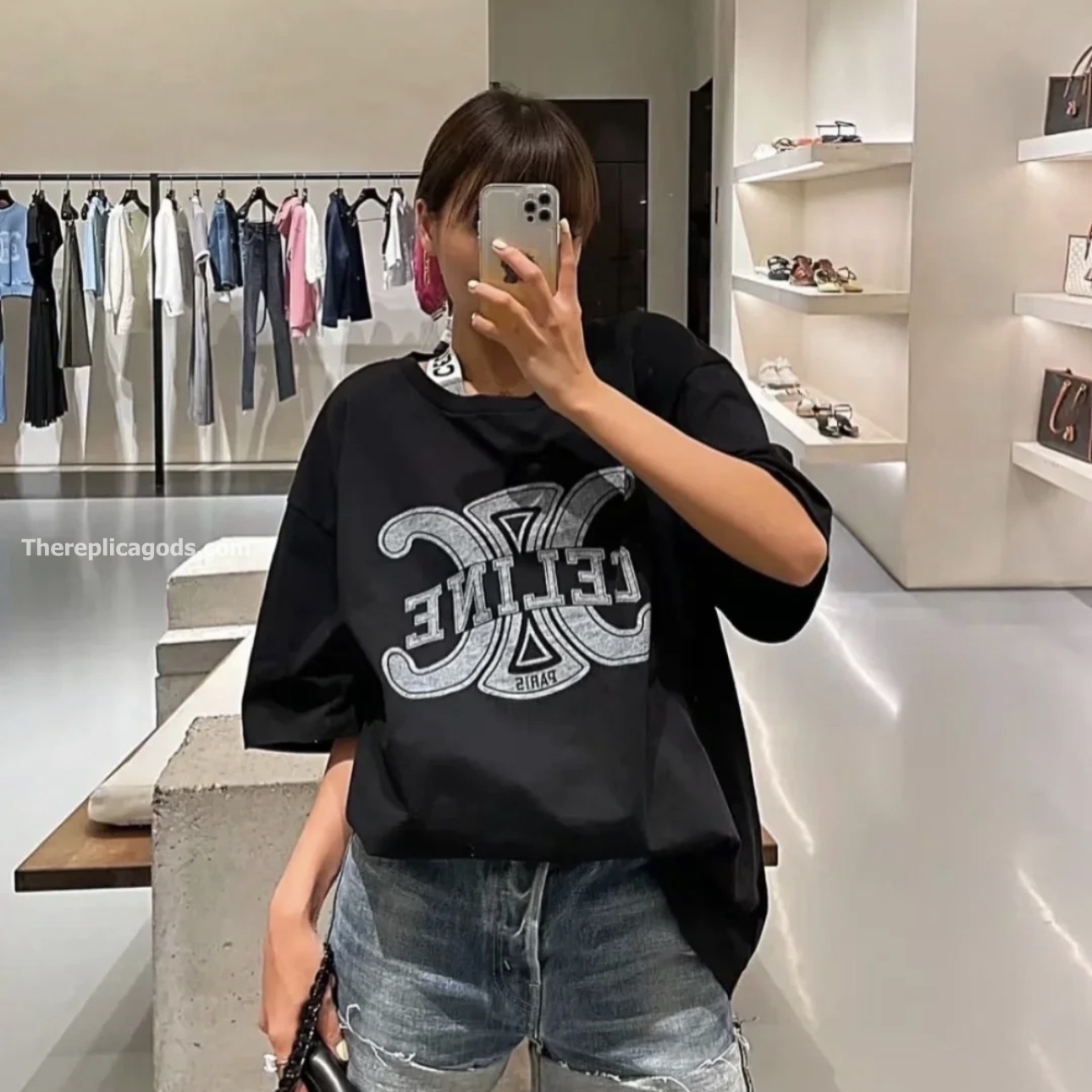 LOOSE T-SHIRT IN BLACK COTTON JERSEY - TP632