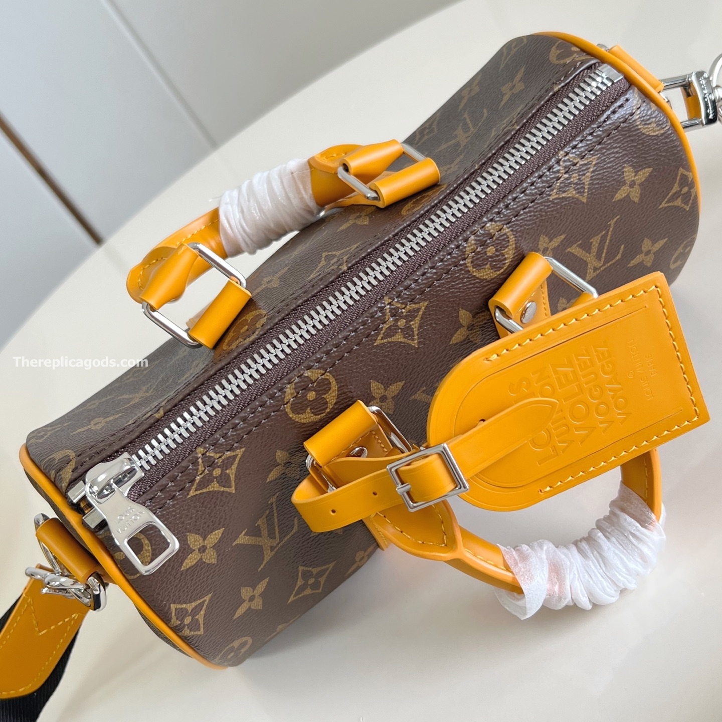 KEEPALL BANDOULIERE 25 BAG SAFRAN YELLOW MONOGRAM MACASSAR M12733
