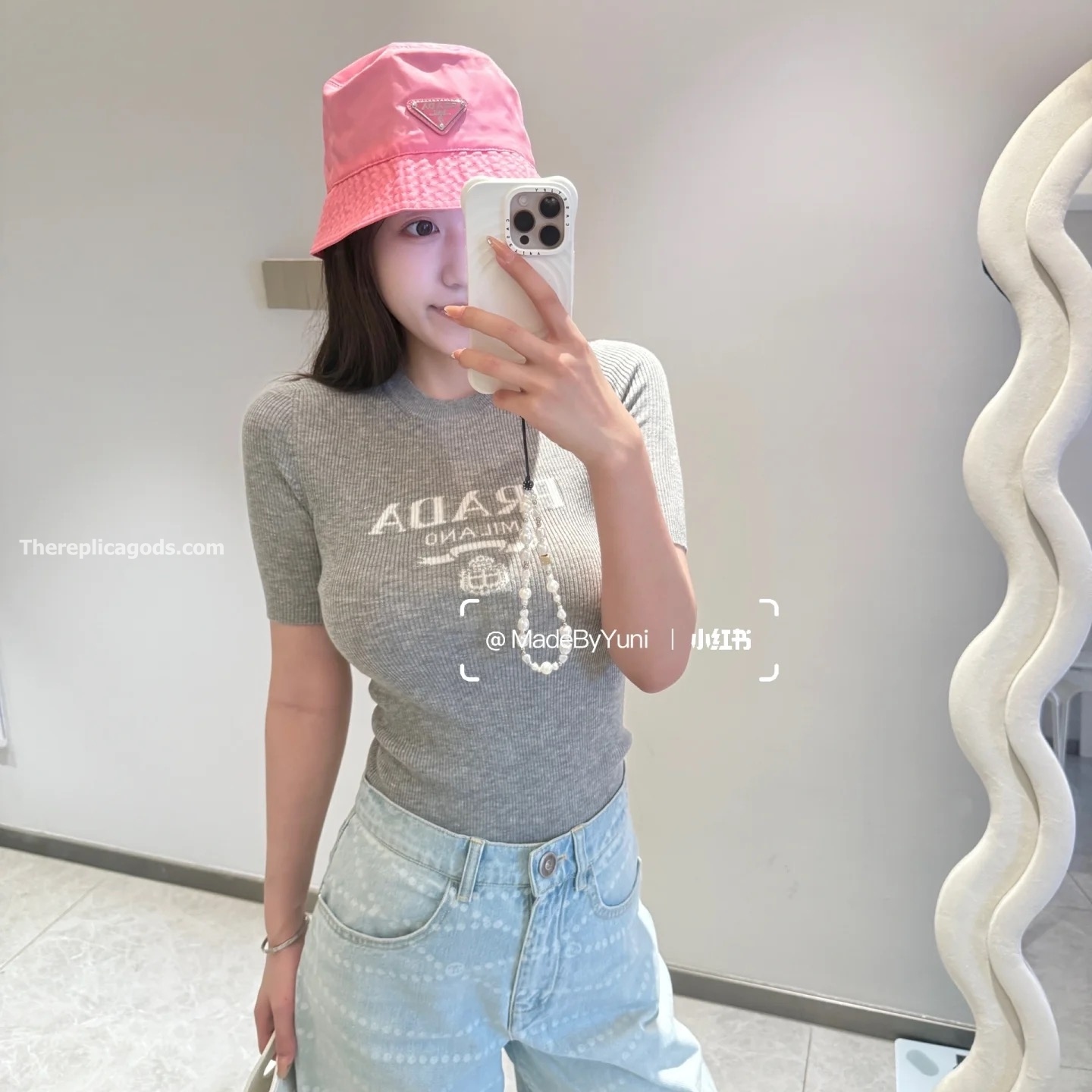 GREY SILK CREW-NECK SWEATER WITH LOGO - TP563