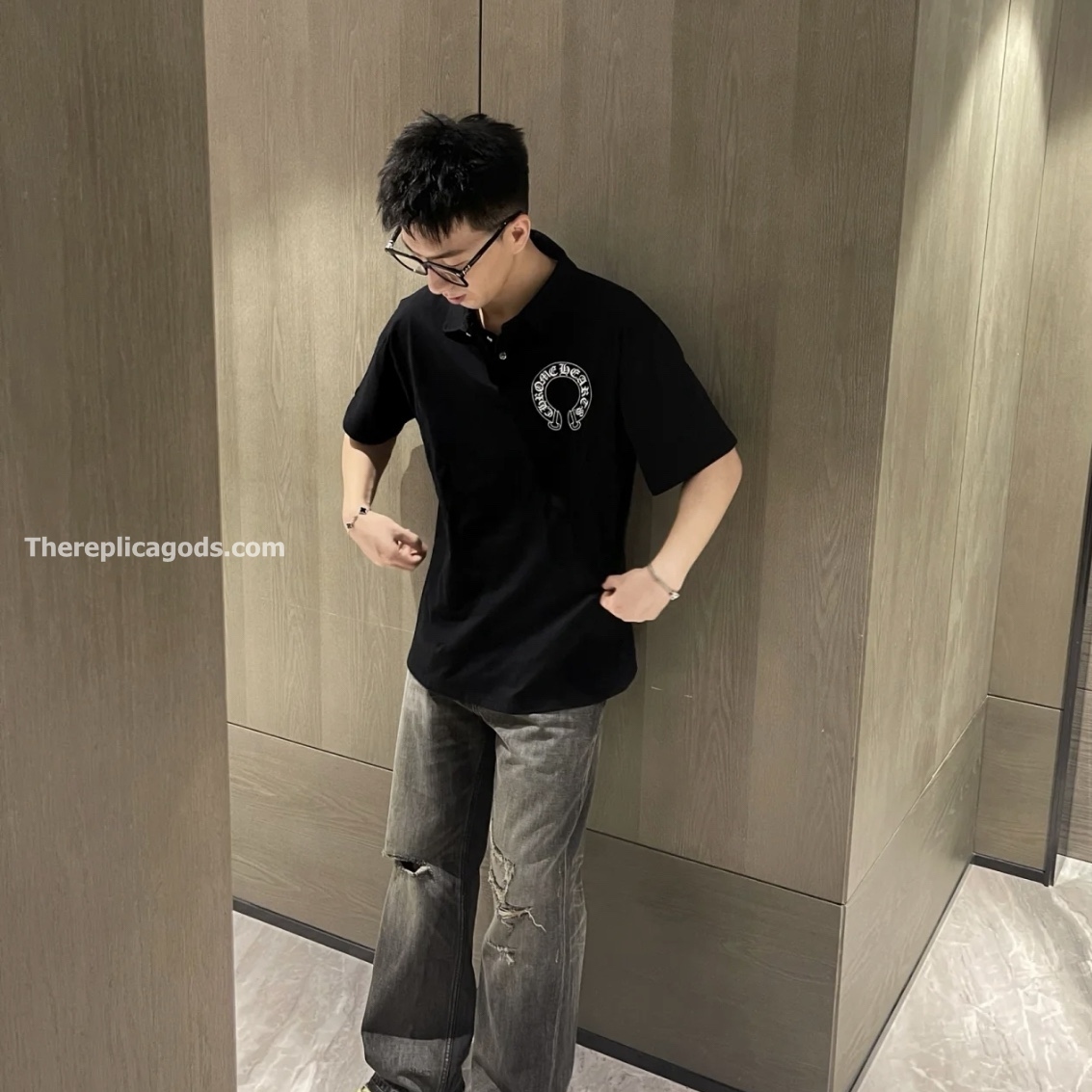 HORSESHOE LOGO POLO IN BLACK - TP570