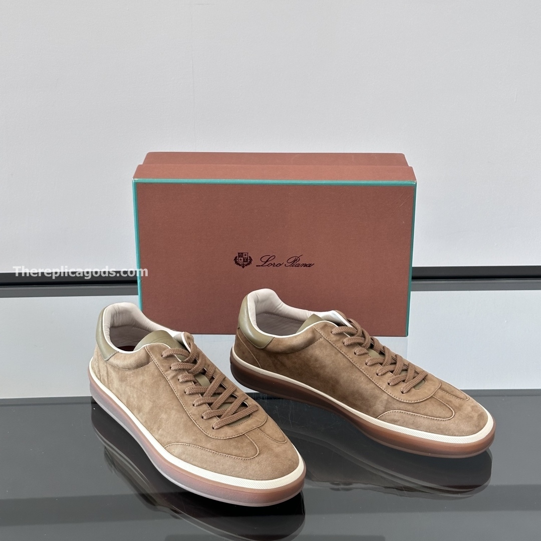 TENNIS WALK SNEAKERS SUEDE CALF SPLIT TUNDRA GREEN - LR71