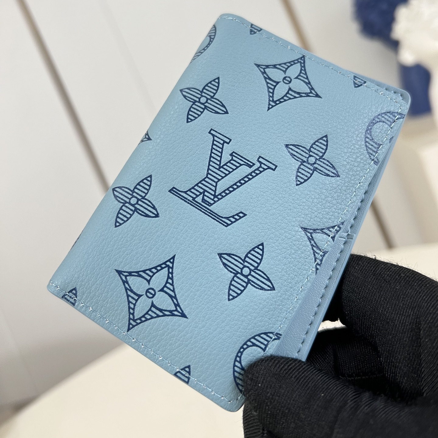 POCKET ORGANIZER SKY BLUE MONOGRAM SHADOW CALF LEATHER M14861